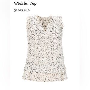 CAbi Cream and Navy Floral Blouse